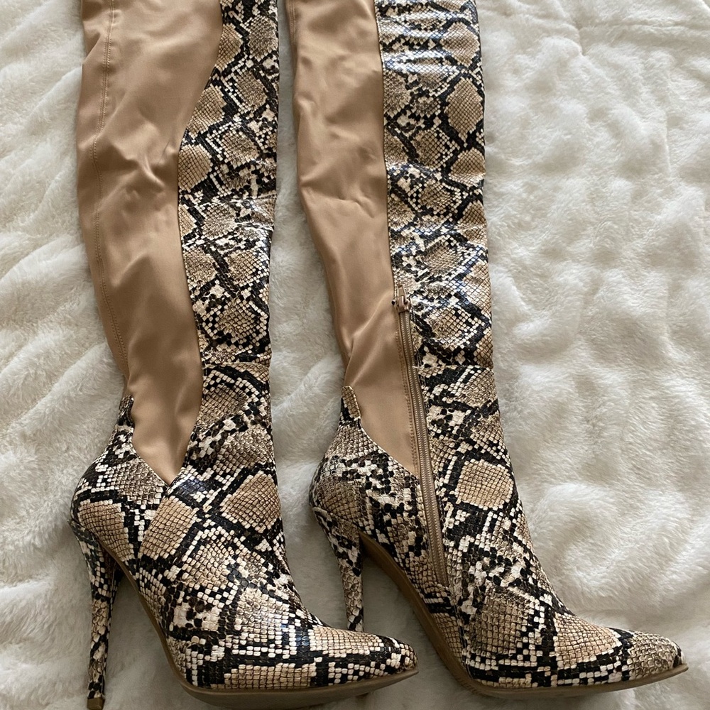 Gorgeous Python Over The Knee Boots 7 1/2 - image 2